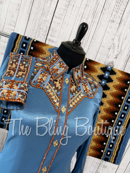 Cornflower Blue, Copper, Bronze & Tan Day Shirt Set (XL)