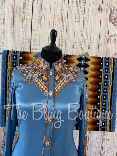 Cornflower Blue, Copper, Bronze & Tan Day Shirt Set (XL)