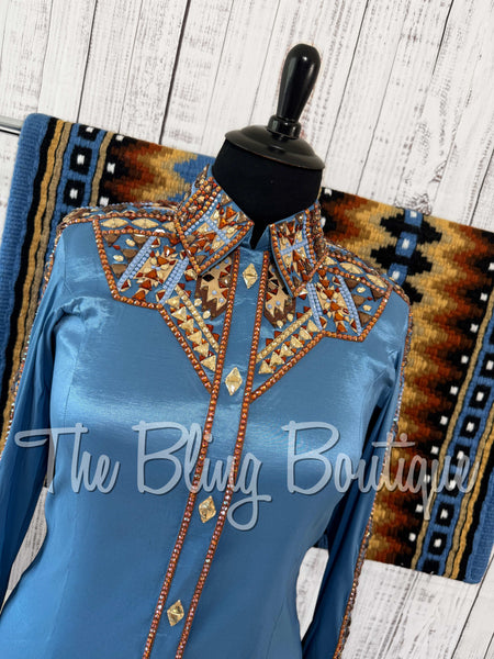 Cornflower Blue, Copper, Bronze & Tan Day Shirt Set (XL)