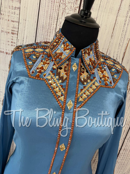 Cornflower Blue, Copper, Bronze & Tan Day Shirt Set (XL)