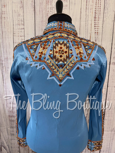 Cornflower Blue, Copper, Bronze & Tan Day Shirt Set (XL)