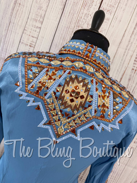 Cornflower Blue, Copper, Bronze & Tan Day Shirt Set (XL)