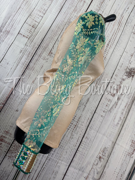 Tan & Teal Day Shirt Set With Lace Sleeves (S)