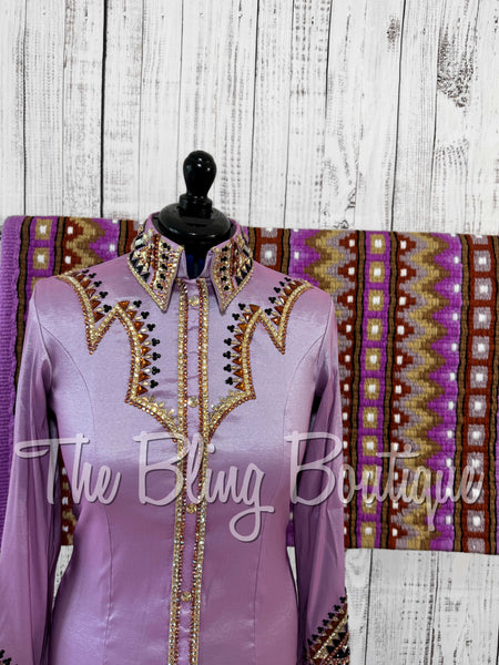 Lilac, Copper, Tan & Black Day Shirt Set (Medium)