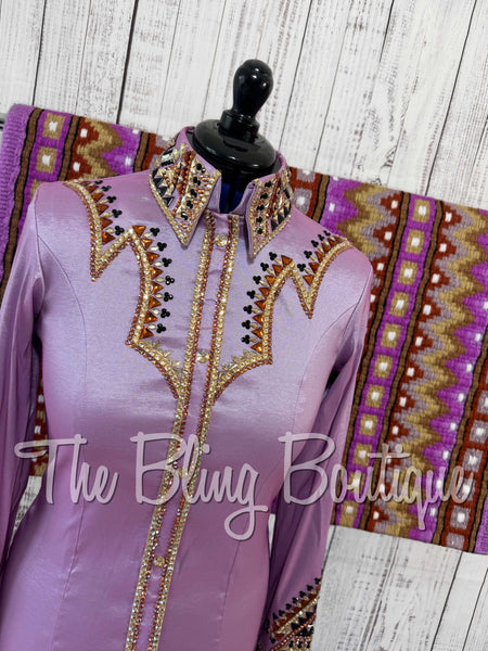 Lilac, Copper, Tan & Black Day Shirt Set (Medium)