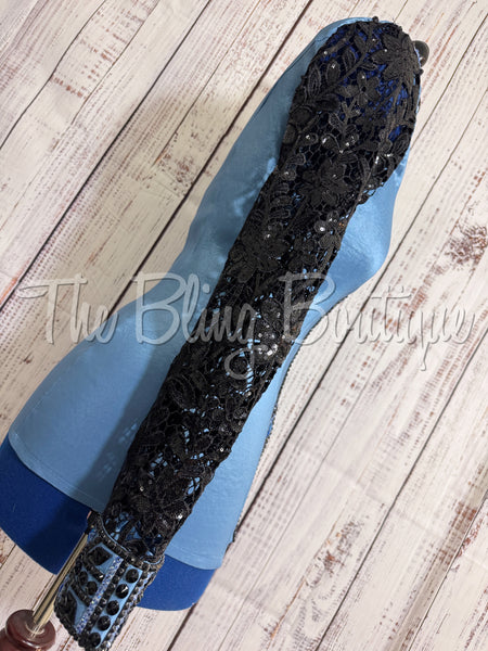 Periwinkle & Black Day Shirt Set With Lace Sleeves (M)