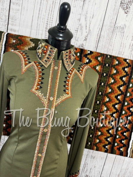 Olive Green, Copper, Tan & Black Day Shirt Set (Small)