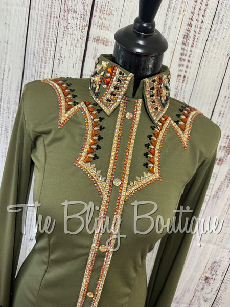 Olive Green, Copper, Tan & Black Day Shirt Set (Small)