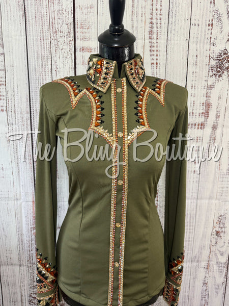 Olive Green, Copper, Tan & Black Day Shirt Set (Small)