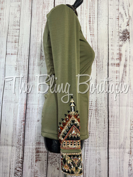 Olive Green, Copper, Tan & Black Day Shirt Set (Small)