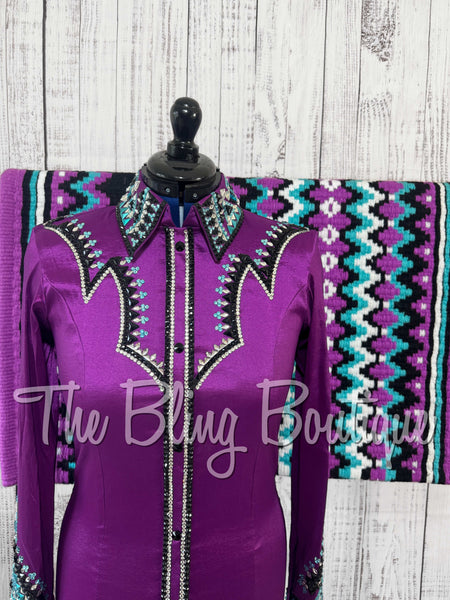 Grape, Turquoise, Black & White Day Shirt Set (Medium)