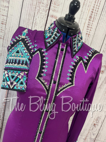 RE-ORDER Grape, Turquoise, Black & White Day Shirt Set (Choose Your Size)