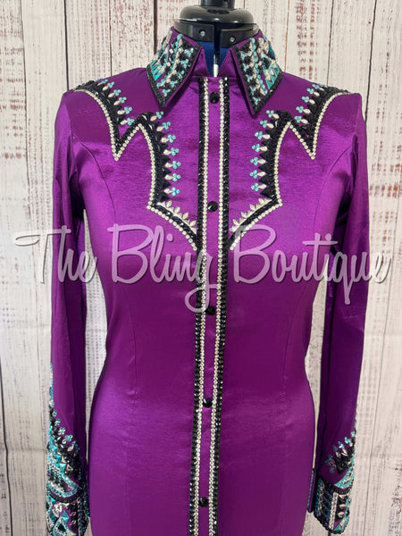 Grape, Turquoise, Black & White Day Shirt Set (Medium)