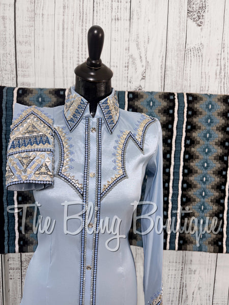 RE-ORDER Ice Blue, Periwinkle, Black & Grey Day Shirt Set (Choose Your Size)