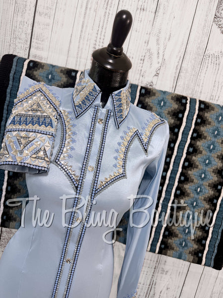 RE-ORDER Ice Blue, Periwinkle, Black & Grey Day Shirt Set (Choose Your Size)