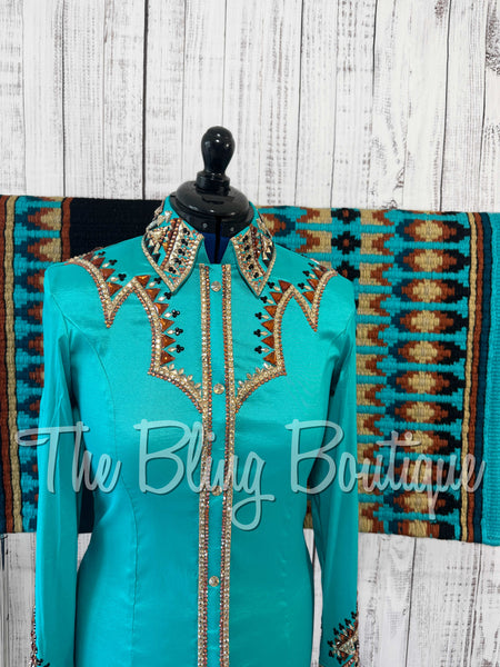 Teal, Copper, Tan & Black Day Shirt Set (Medium)