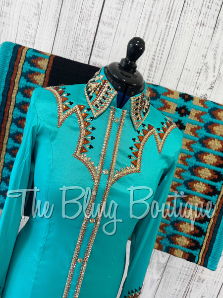 Teal, Copper, Tan & Black Day Shirt Set (Medium)