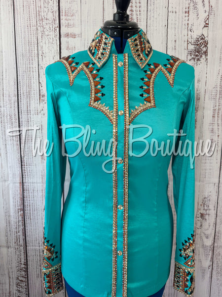 Teal, Copper, Tan & Black Day Shirt Set (Medium)