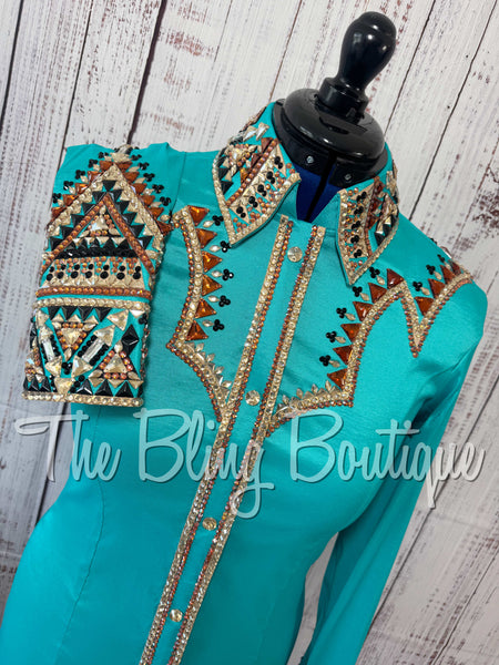Teal, Copper, Tan & Black Day Shirt Set (Medium)