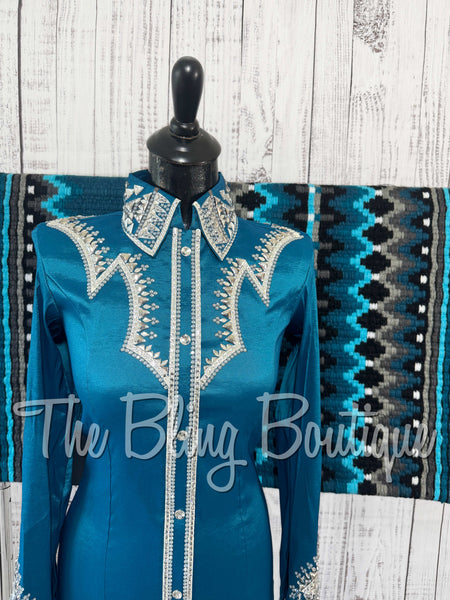Ocean Blue, Grey, Black & White Day Shirt Set (Small)