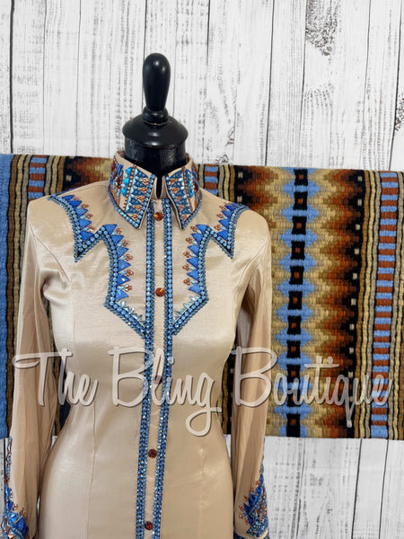 Champagne, Periwinkle & Copper Day Shirt Set (Small)