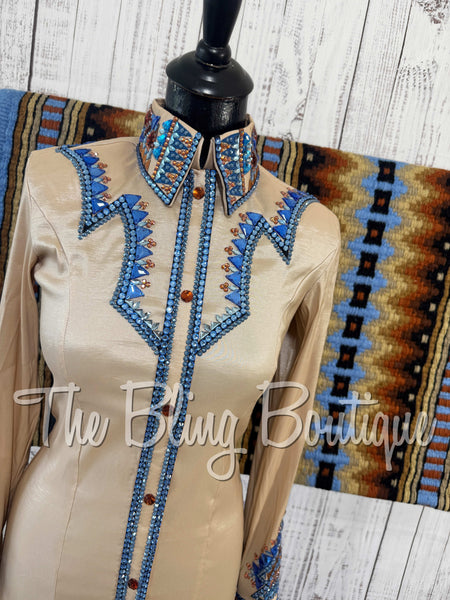 Champagne, Periwinkle & Copper Day Shirt Set (Small)