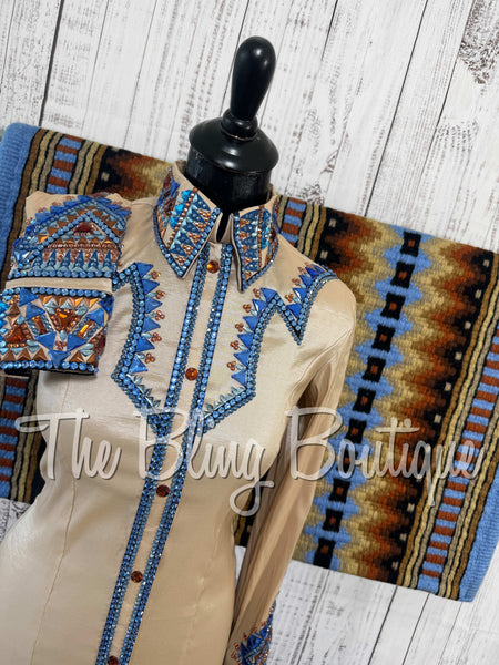 Champagne, Periwinkle & Copper Day Shirt Set (Small)
