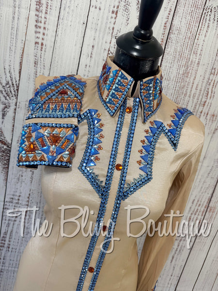 Champagne, Periwinkle & Copper Day Shirt Set (Small)