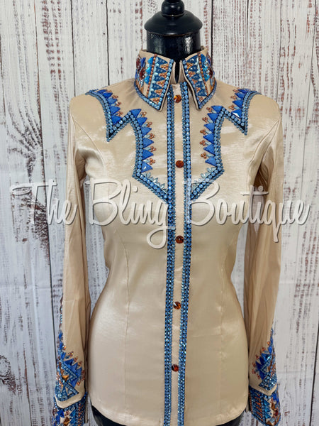 Champagne, Periwinkle & Copper Day Shirt Set (Small)