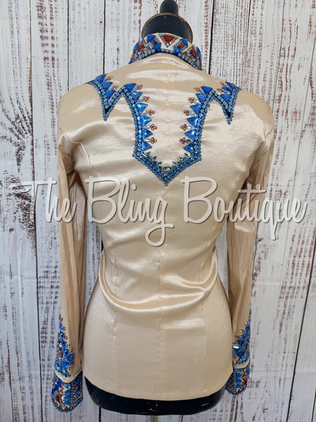 Champagne, Periwinkle & Copper Day Shirt Set (Small)