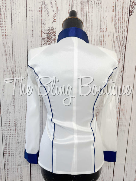 White & Navy Blue Simple Day Shirt Set (XS/S)