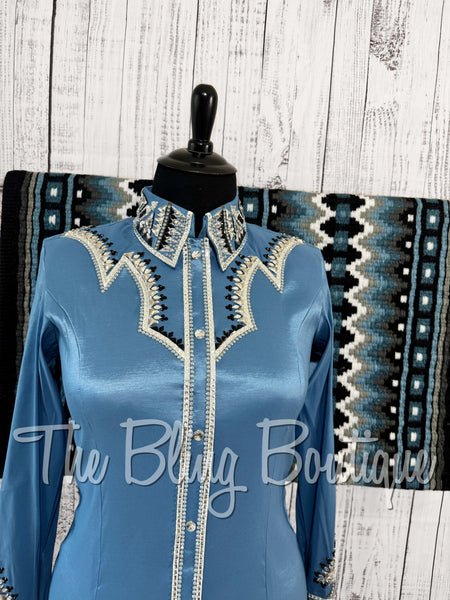 Cornflower Blue, Grey, White & Black Day Shirt Set (XL)