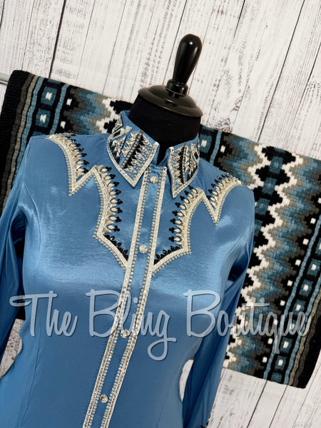 Cornflower Blue, Grey, White & Black Day Shirt Set (XL)