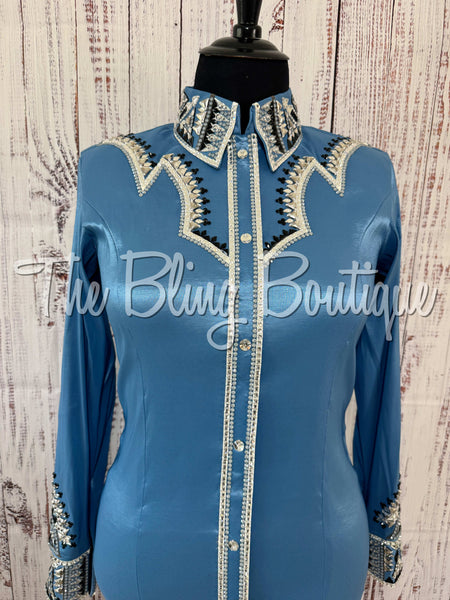 Cornflower Blue, Grey, White & Black Day Shirt Set (XL)