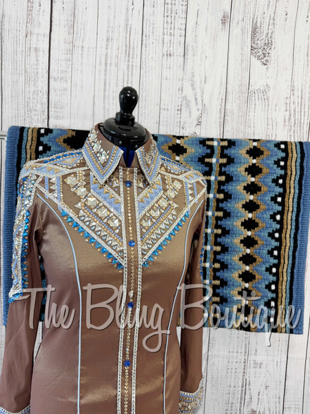 Mocha, Ice Blue, Periwinkle & Tan Day Shirt Set (Large)