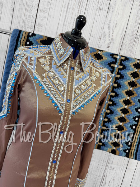 Mocha, Ice Blue, Periwinkle & Tan Day Shirt Set (Large)