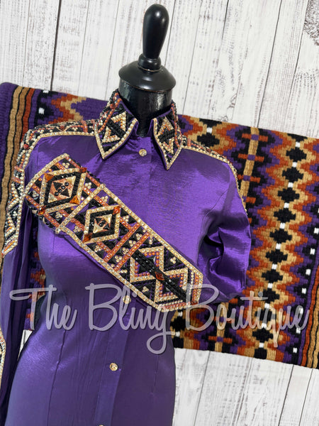 Purple, Copper, Tan & Black Day Shirt Set (Small)