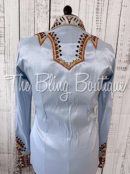 Ice Blue, Copper, Black & Tan Day Shirt Set (Large)