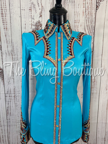 Turquoise, Burgundy & Tan Day Shirt Set (Small)
