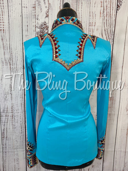 Turquoise, Burgundy & Tan Day Shirt Set (Small)
