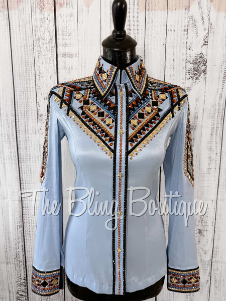 Ice Blue, Periwinkle, Black, Copper & Tan Day Shirt Set (XS/S)