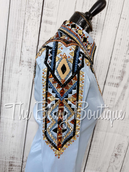 RE-ORDER Ice Blue, Periwinkle, Black, Copper & Tan Day Shirt Set (Choose Your Size)