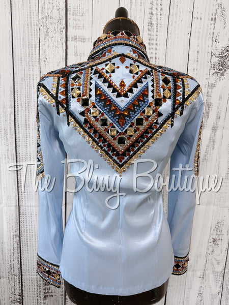 RE-ORDER Ice Blue, Periwinkle, Black, Copper & Tan Day Shirt Set (Choose Your Size)
