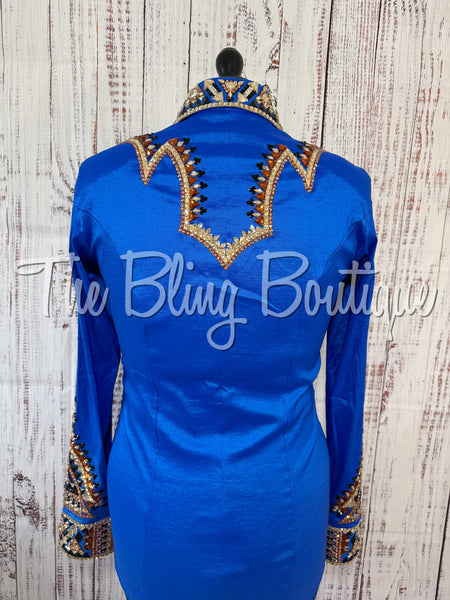 Royal Blue, Copper, Than & Black Day Shirt Set (Medium)