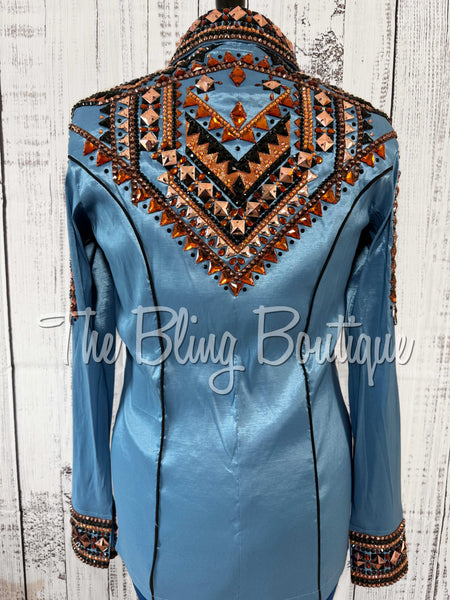 Cornflower Blue, Copper & Black Day Shirt Set (Large)