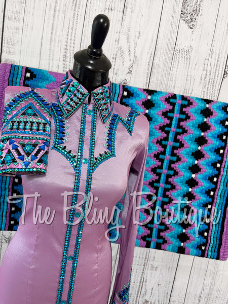 RE-ORDER Lilac & Turquoise Day Shirt Set (Choose Your Size)