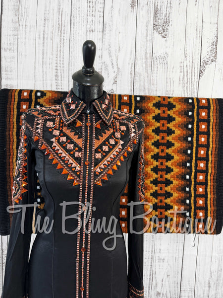 Black & Copper Day Shirt Set (Small)