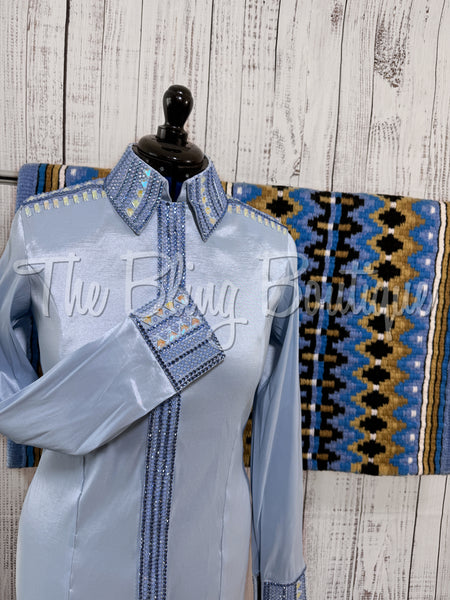 Powder Blue & Periwinkle Day Shirt Set (L)