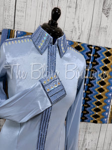 Powder Blue & Periwinkle Day Shirt Set (L)