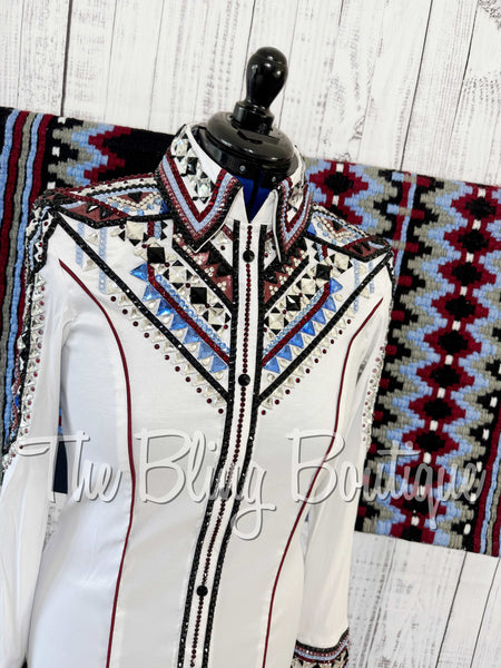 White, Burgundy, Periwinkle & Black Day Shirt Set (Large)